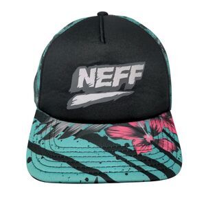 Neff Snapback Mesh Back Trucker Hat Multi One Size Floral Hawaiian